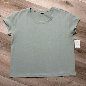 Tommy John Scoop Neck Sage Green Waffle Knit Short Sleeve‎ Shirt